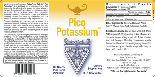 Pico Potassium - Soluzione di potassio | Potassio liquido pico-ionico della Dr. Dean - 240ml